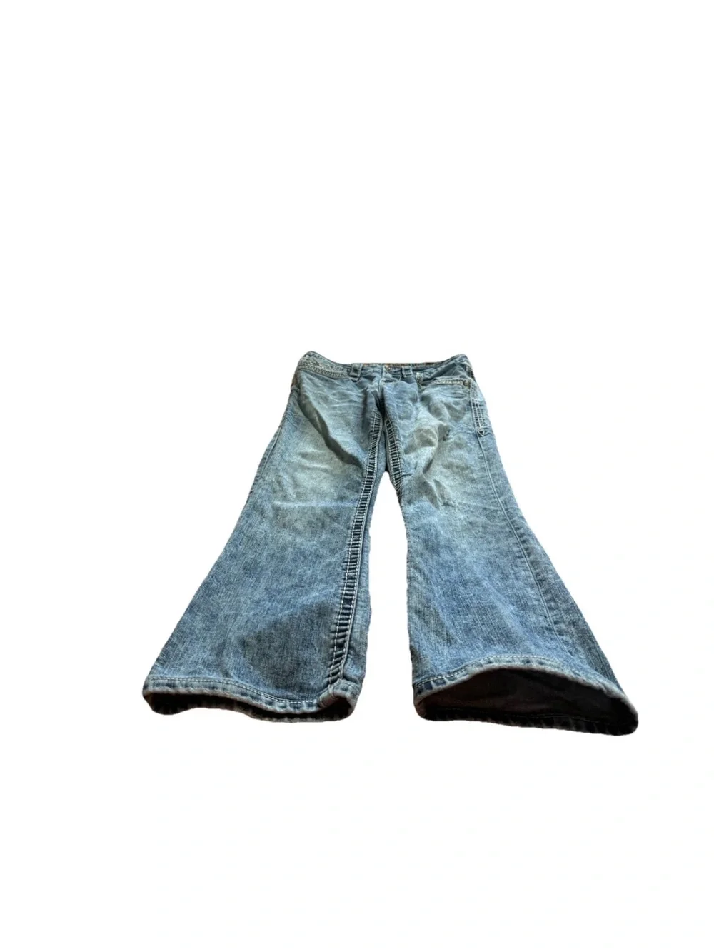 Rock Revival Men’s Light Wash Distressed Lampson Slim Bootcut Jeans! 31x25